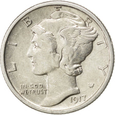 Stati Uniti, Mercury Dime, Dime, 1917, U.S. Mint, San Francisco, BB+, Argento...