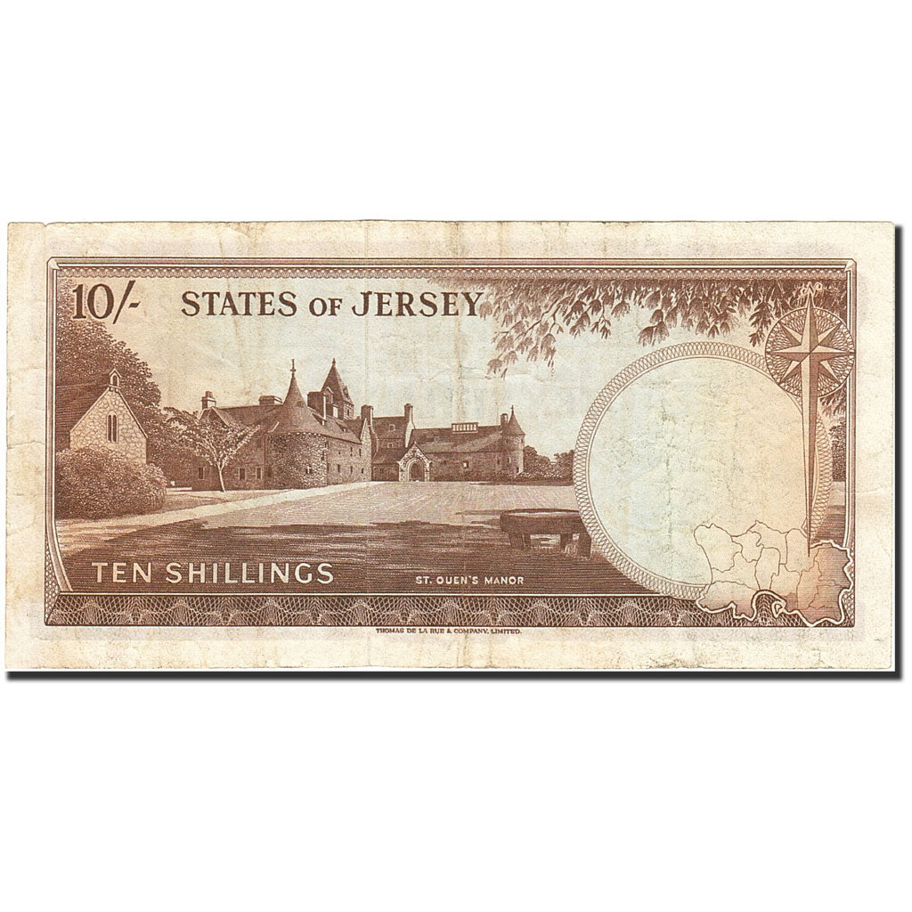 Jersey, 10 Shillings, 1963, KM:7a, Undated (1993), VF(20-25)