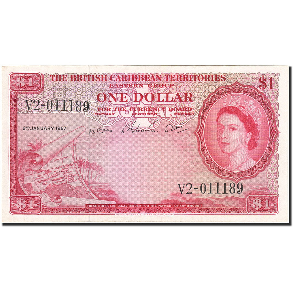 British Caribbean Territories, 1 Dollar, 1953, KM:7b, 1957-01-02, SS+