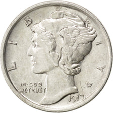 UNITED STATES, Mercury Dime, Dime, 1917, U.S. Mint, KM #140, AU(55-58), Silver,.