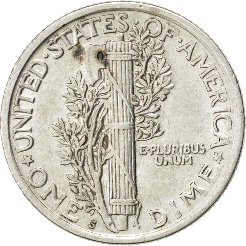 UNITED STATES, Mercury Dime, Dime, 1917, U.S. Mint, KM #140, AU(55-58), Silver,.