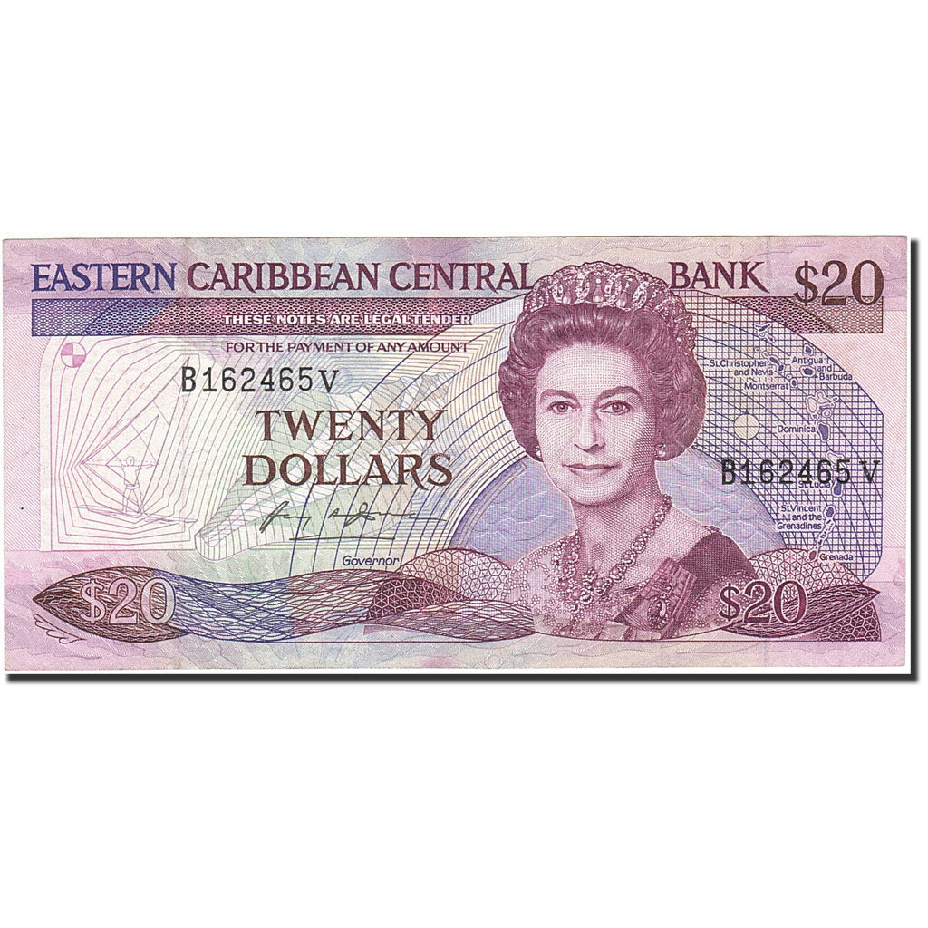 East Caribbean States, 20 Dollars, 1985-1988, KM:24v, Undated (1988-93)