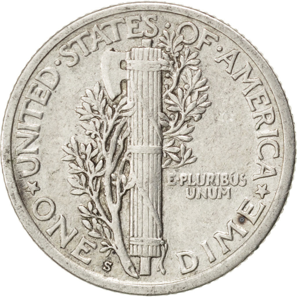 UNITED STATES, Mercury Dime, Dime, 1917, U.S. Mint, KM #140, AU(50-53), Silver,.