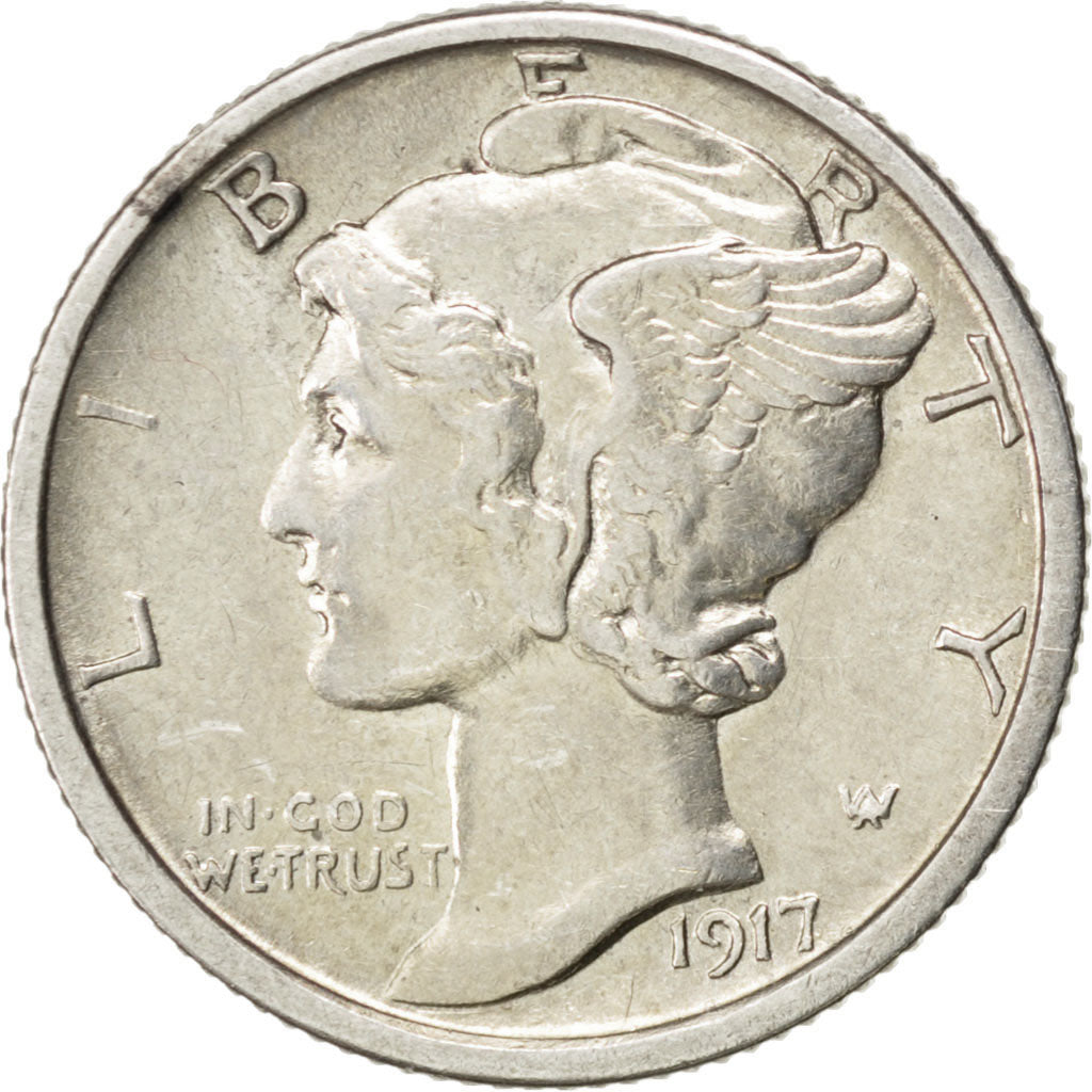 Stati Uniti, Mercury Dime, Dime, 1917, U.S. Mint, San Francisco, SPL-, Argent...