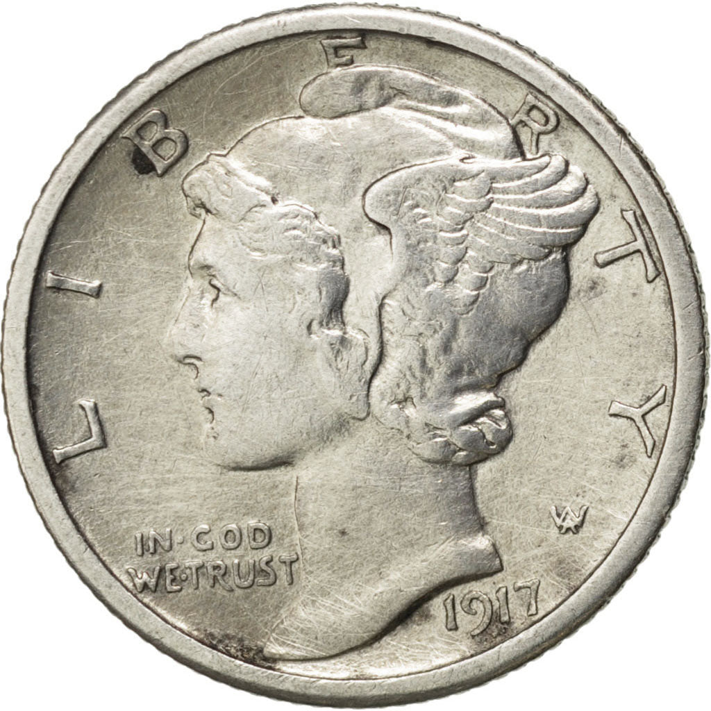 Stati Uniti, Mercury Dime, Dime, 1917, U.S. Mint, San Francisco, SPL-, Argent...