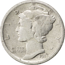 UNITED STATES, Mercury Dime, Dime, 1917, U.S. Mint, KM #140, VF(30-35), Silver,.