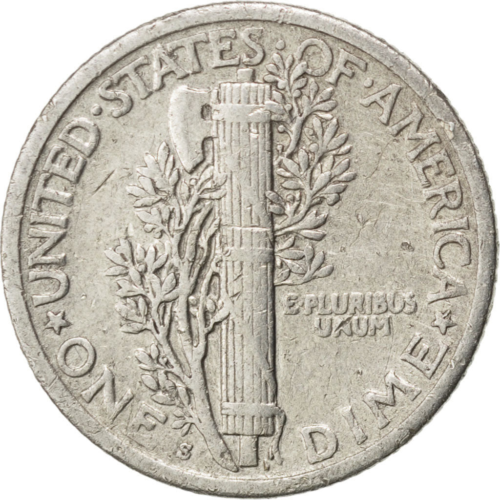 UNITED STATES, Mercury Dime, Dime, 1917, U.S. Mint, KM #140, VF(30-35), Silver,.