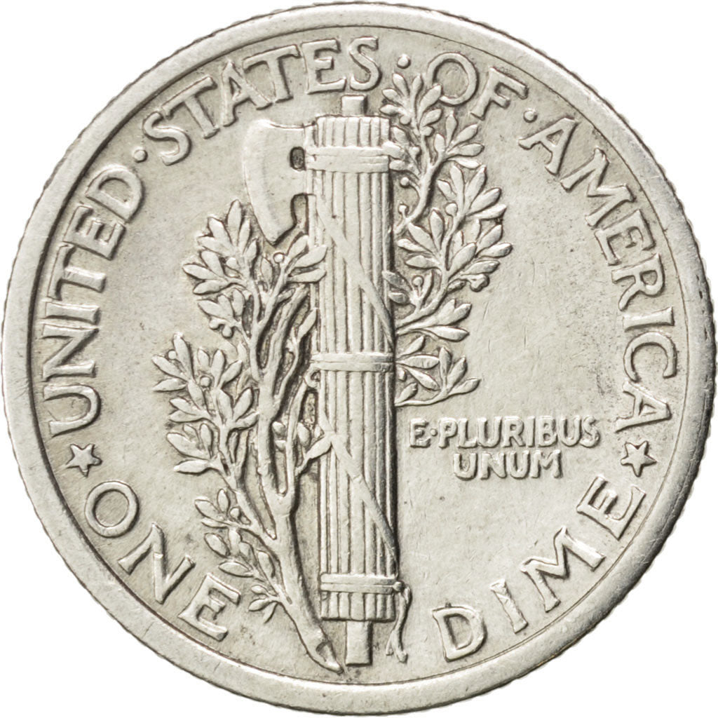 UNITED STATES, Mercury Dime, Dime, 1918, U.S. Mint, KM #140, AU(50-53), Silver,.