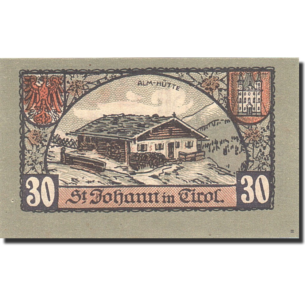Billet, Autriche, St Johann in Tirol, 25 Heller, chalet, 1921, 1921-02-28, NEUF