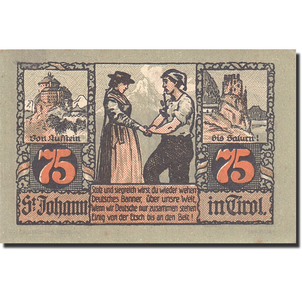 Banknote, Austria, St Johann in Tirol, 80 Heller, paysage, 1921, 1921-01-31