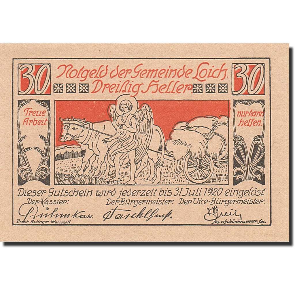 Banknote, Austria, LOICH, 25 Heller, paysan, 1920, 1920-07-31, UNC(64)