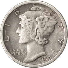 UNITED STATES, Mercury Dime, Dime, 1920, U.S. Mint, KM #140, EF(40-45), Silver,.