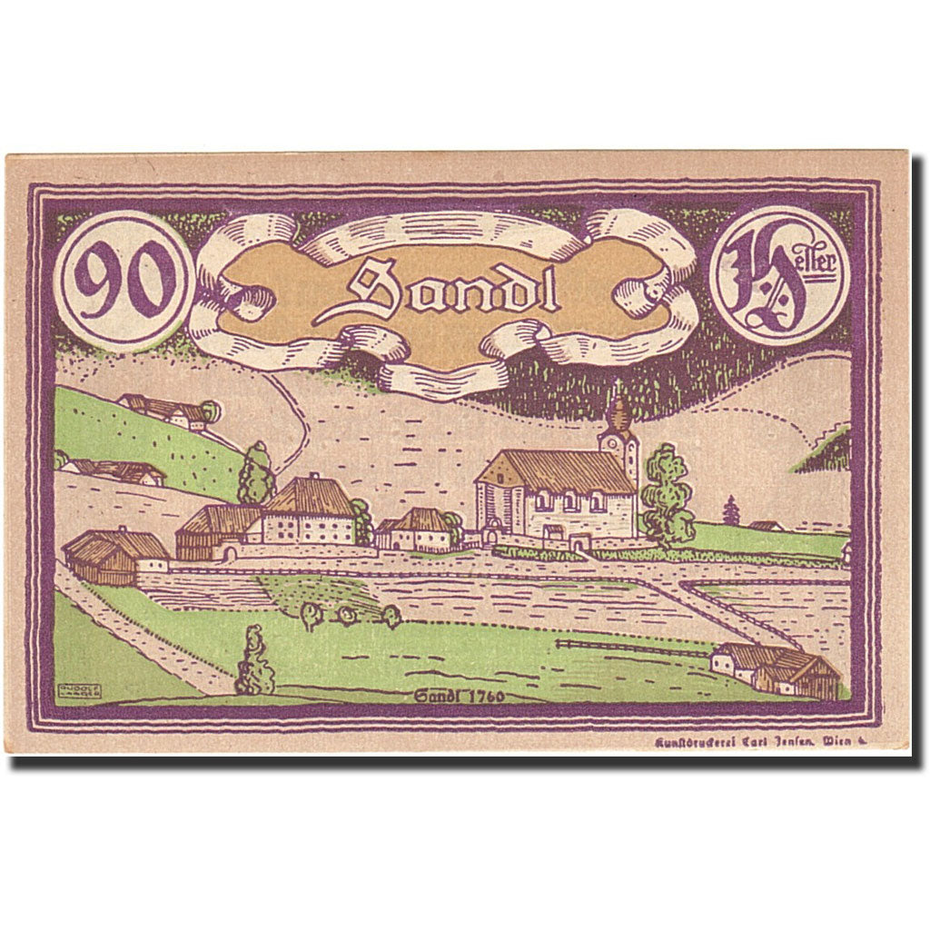 Banknote, Austria, Landl, 90 Heller, village, 1920, 1920-12-31, UNC(60-62)