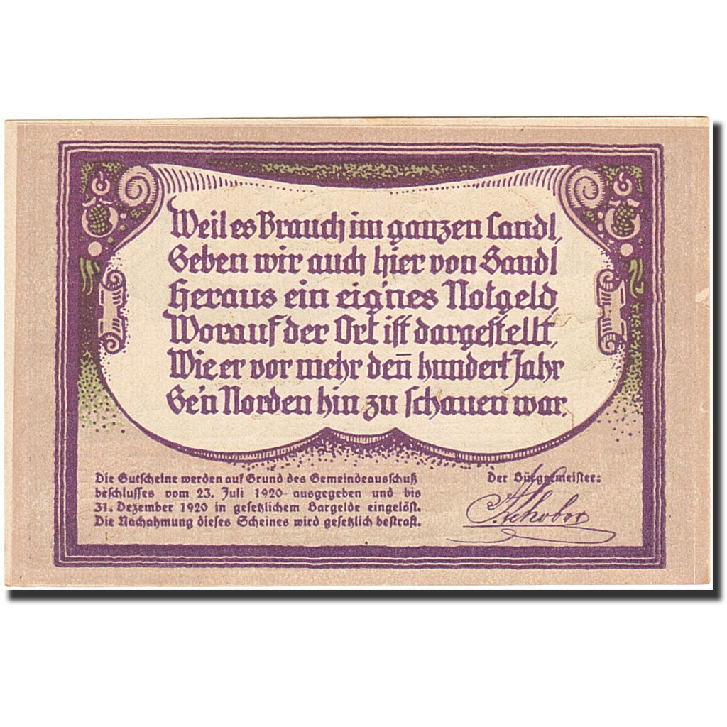 Banknote, Austria, Landl, 90 Heller, village, 1920, 1920-12-31, UNC(60-62)