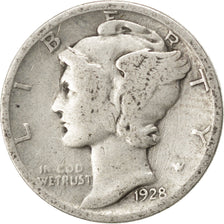 UNITED STATES, Mercury Dime, Dime, 1928, U.S. Mint, KM #140, VF(20-25), Silver,.