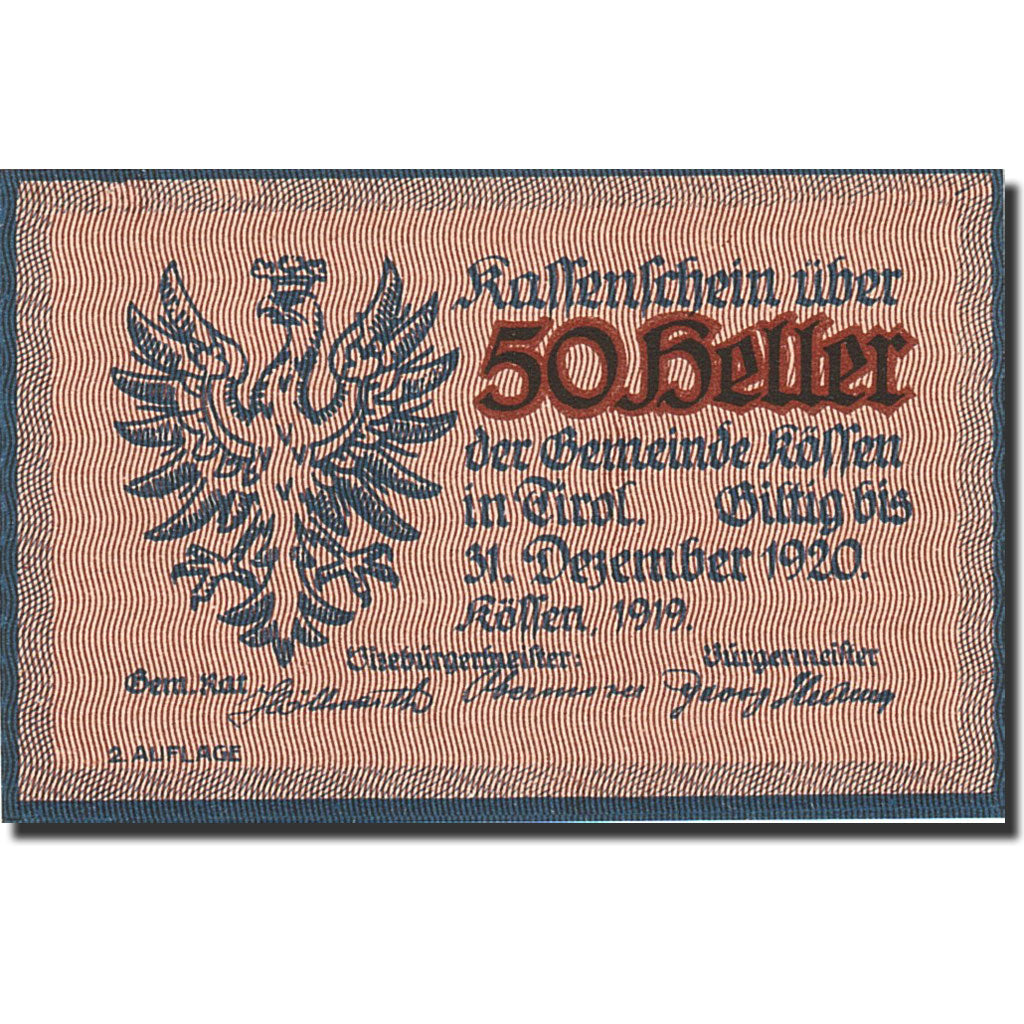 Banknote, Austria, Koffen in Tirol, 50 Heller, chalet, 1920, 1920-12-31