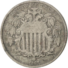 UNITED STATES, Shield Nickel, 5 Cents, 1867, U.S. Mint, KM #97, VF(30-35),...