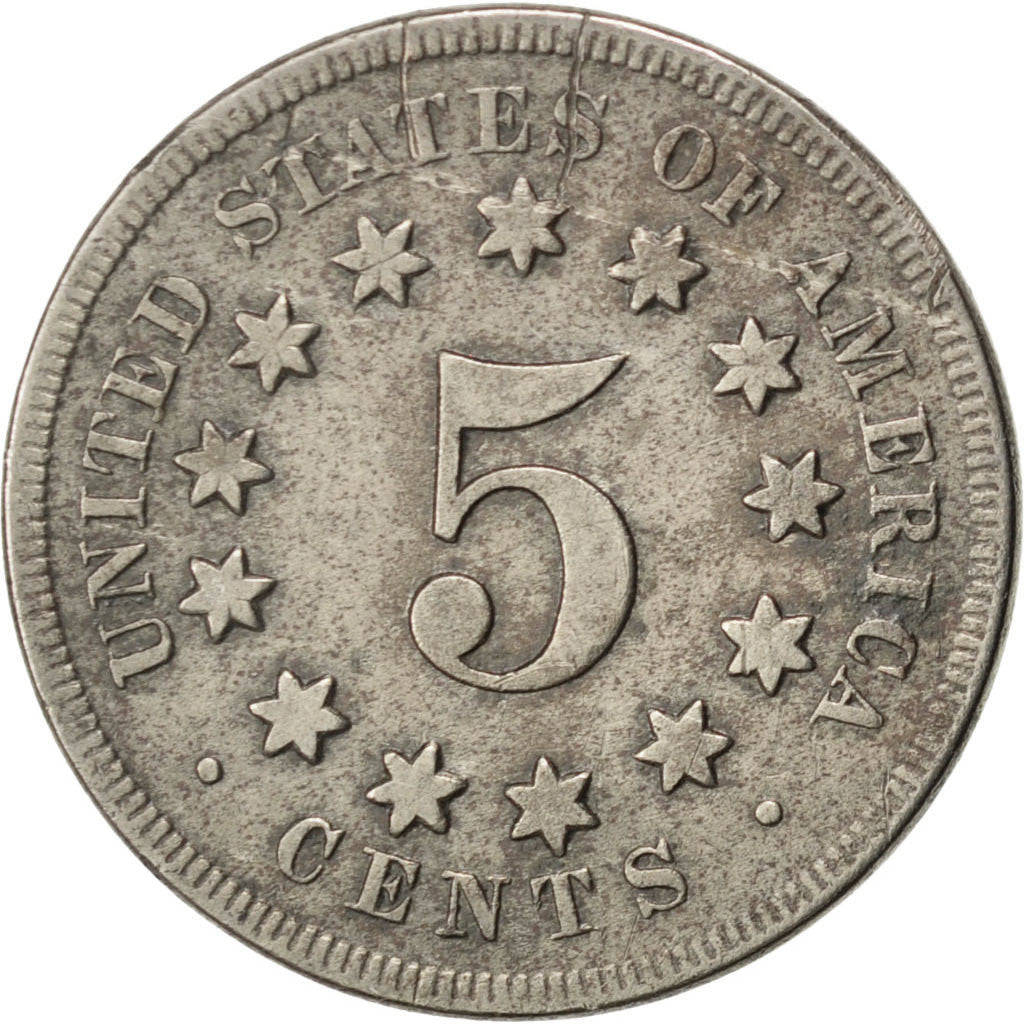 UNITED STATES, Shield Nickel, 5 Cents, 1867, U.S. Mint, KM #97, VF(30-35),...
