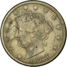 Moneta, USA, Liberty Nickel, 5 Cents, 1888, Philadelphia, EF(40-45)