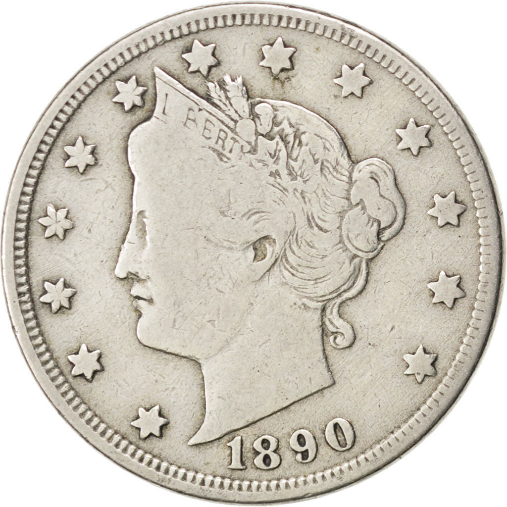 UNITED STATES, Liberty Nickel, 5 Cents, 1890, U.S. Mint, KM #112, VF(20-25),...