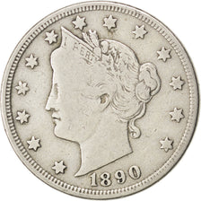 UNITED STATES, Liberty Nickel, 5 Cents, 1890, U.S. Mint, KM #112, VF(20-25),...
