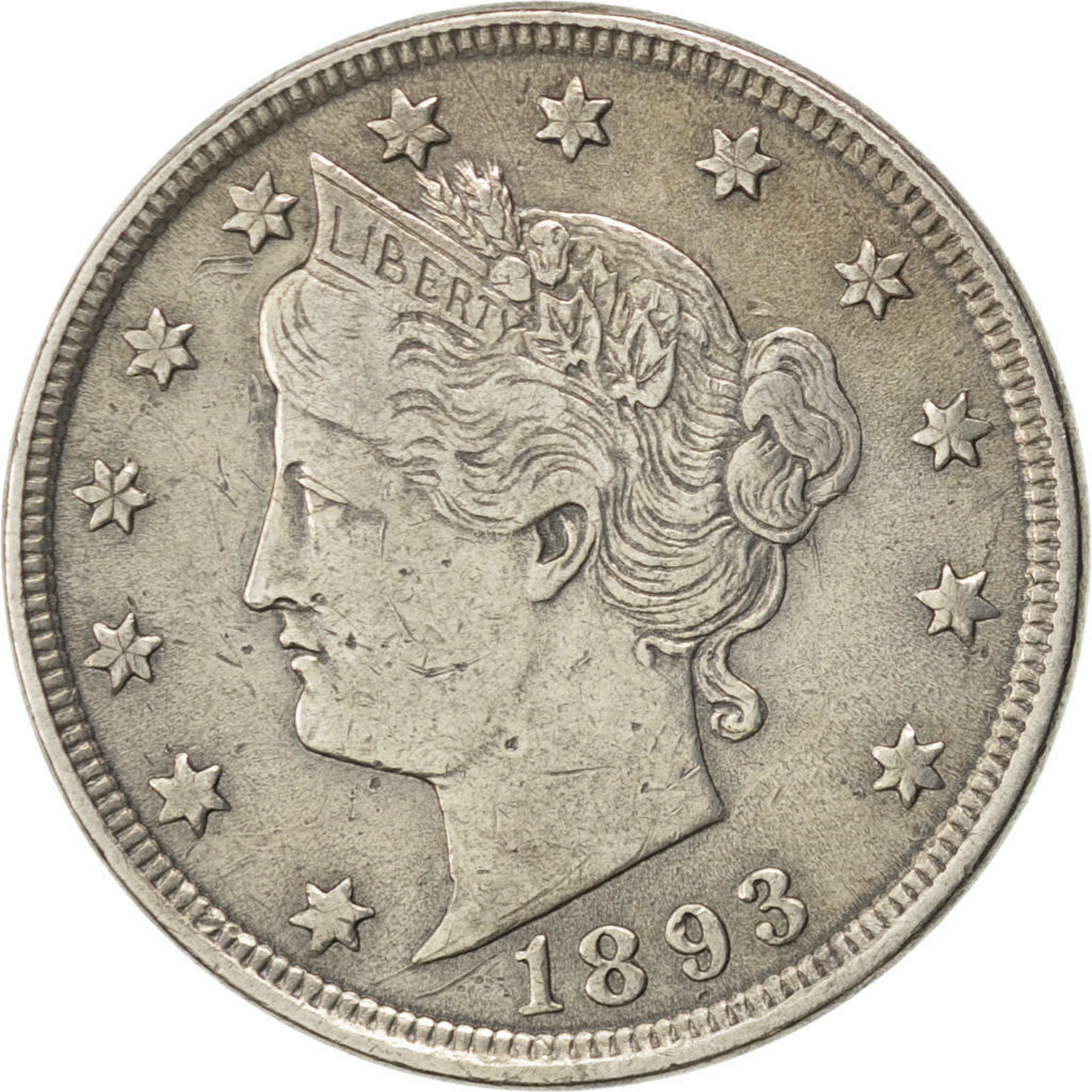 UNITED STATES, Liberty Nickel, 5 Cents, 1893, U.S. Mint, KM #112, EF(40-45),...