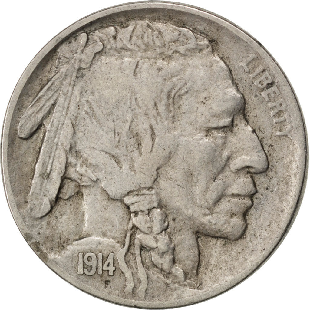UNITED STATES, Buffalo Nickel, 5 Cents, 1914, U.S. Mint, KM #134, EF(40-45),...