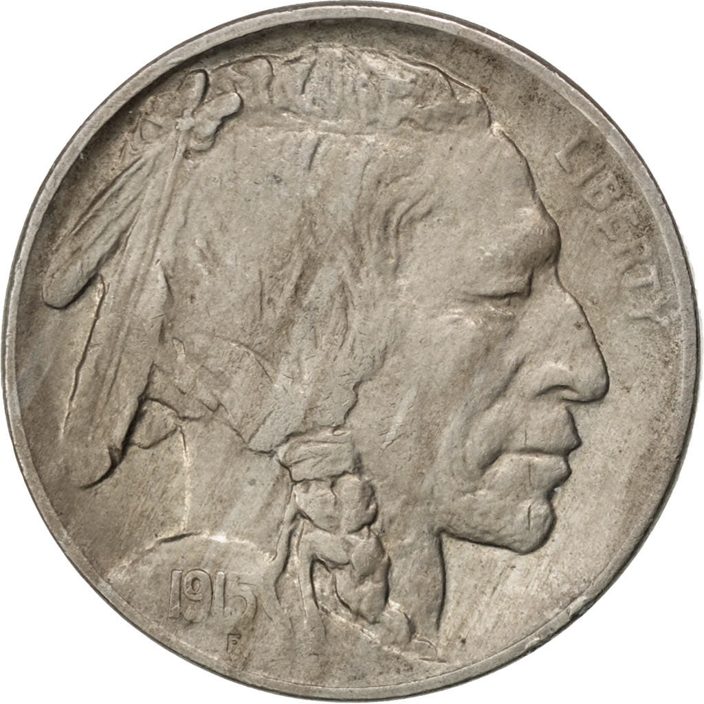UNITED STATES, Buffalo Nickel, 5 Cents, 1915, U.S. Mint, KM #134, AU(50-53),...