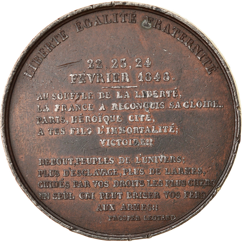 France, Medal, Seconde République, Révolution de Février, History, 1848