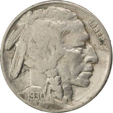 UNITED STATES, Buffalo Nickel, 5 Cents, 1930, U.S. Mint, KM #134, VF(20-25),...
