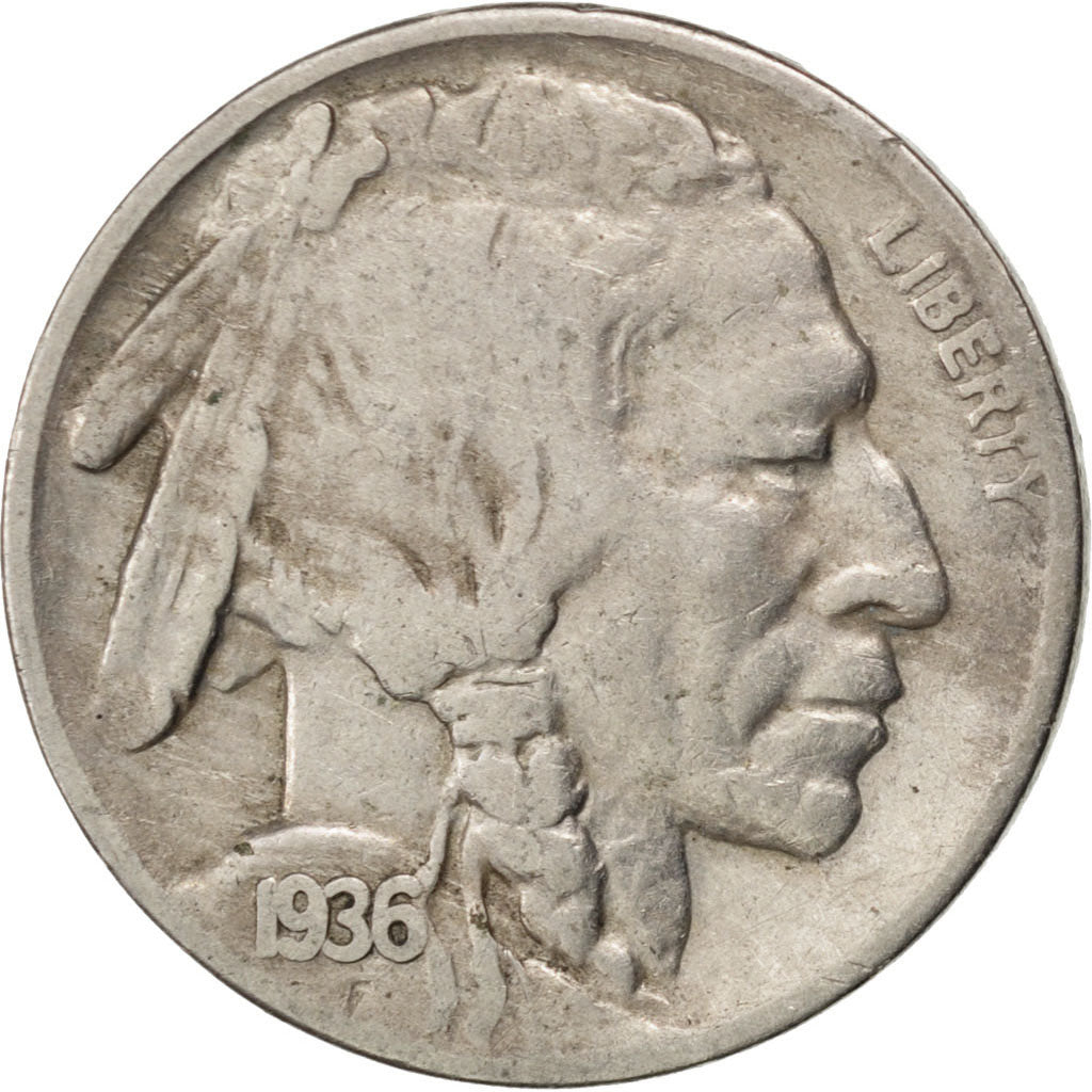 UNITED STATES, Buffalo Nickel, 5 Cents, 1936, U.S. Mint, KM #134, VF(30-35),...