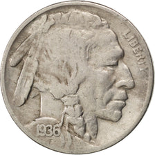 UNITED STATES, Buffalo Nickel, 5 Cents, 1936, U.S. Mint, KM #134, VF(30-35),...