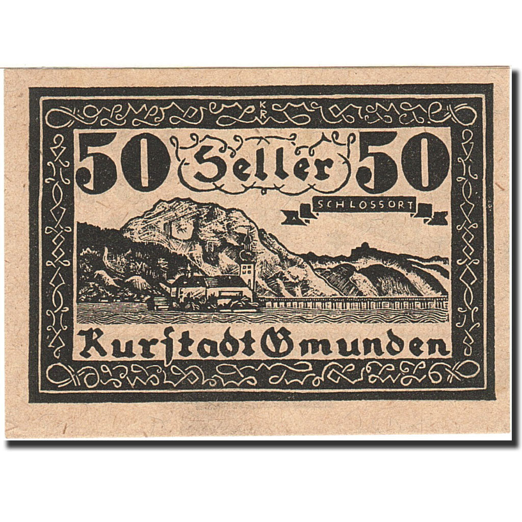 Banknote, Austria, Gmunden, 50 Heller, montagne, 1920, 1920-07-01, UNC(64)