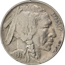 UNITED STATES, Buffalo Nickel, 5 Cents, 1938, U.S. Mint, KM #134, EF(40-45),...