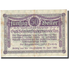 Banknote, Austria, Linz, 50 Heller, valeur faciale, 1920, 1920-06-30, EF(40-45)