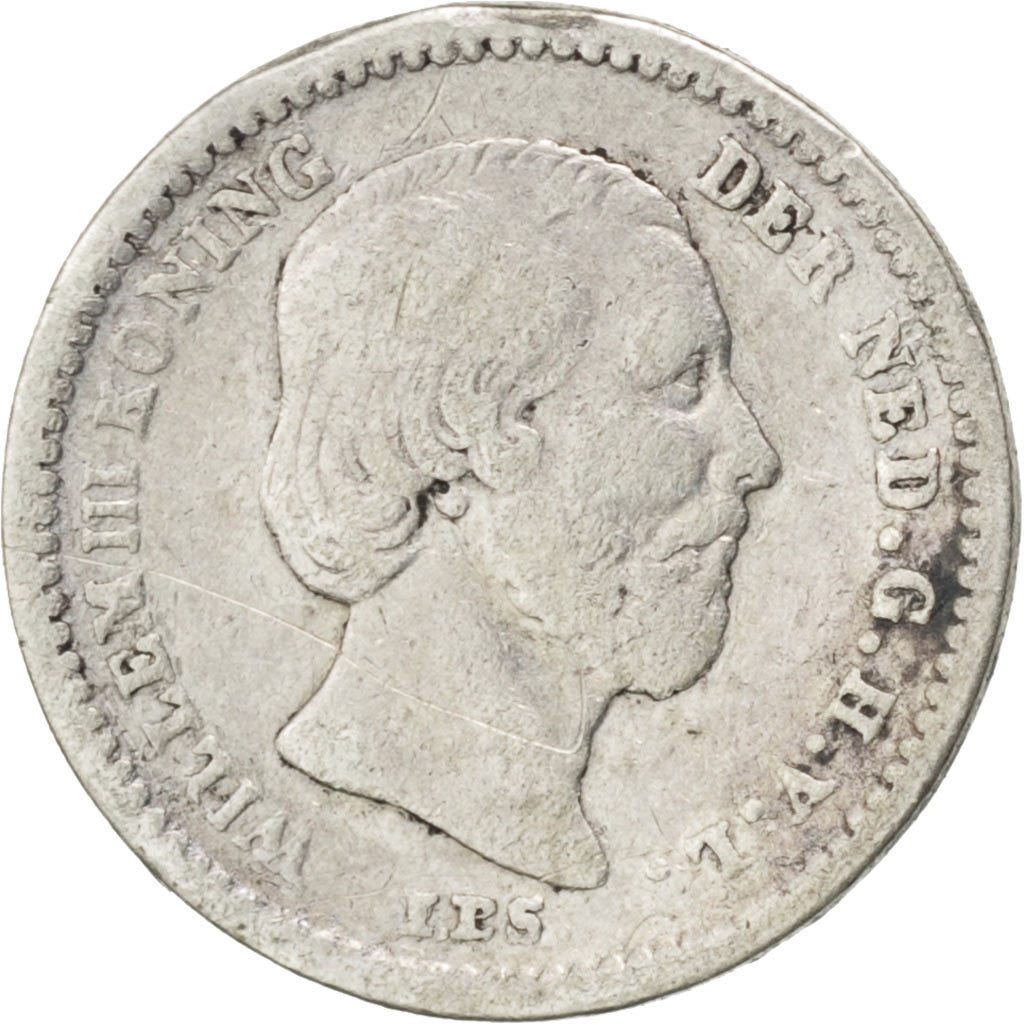 NETHERLANDS, 5 Cents, 1850, KM #91, VF(20-25), Silver, 12.5, 0.66
