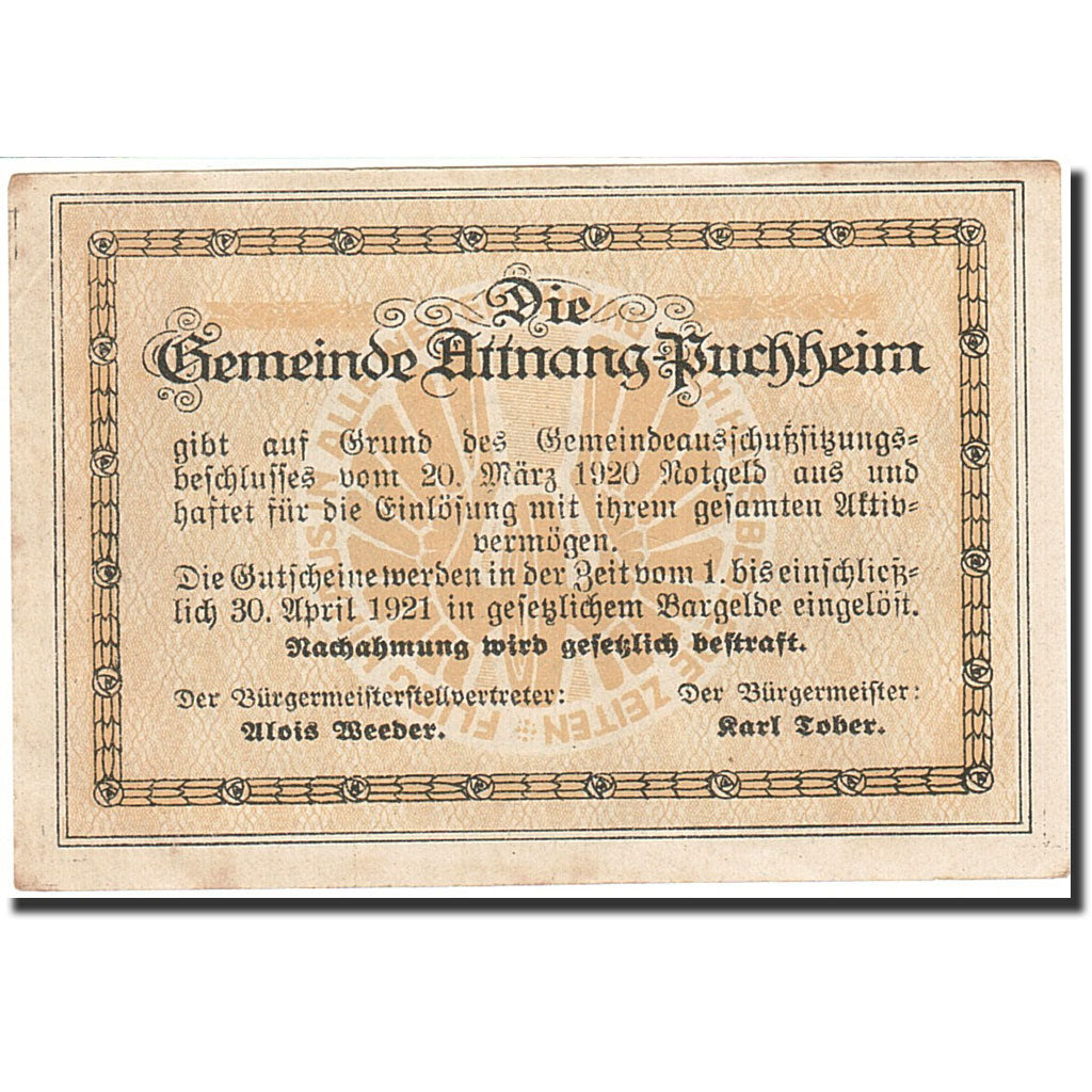 Banknote, Austria, Attnang-Puchheim, 10 Heller, village, 1921, 1921-04-30