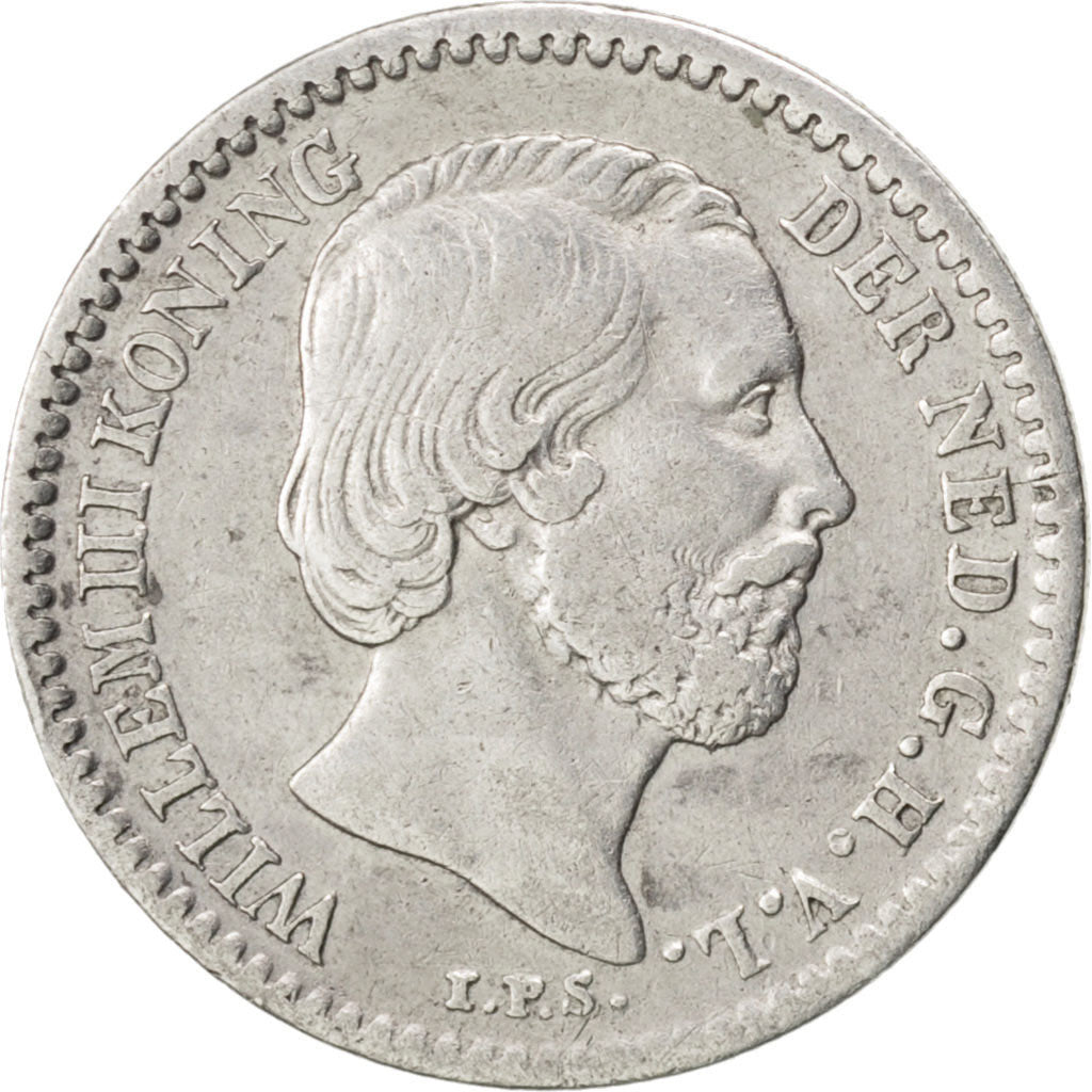 NETHERLANDS, 10 Cents, 1856, KM #80, EF(40-45), Silver, 15, 1.38