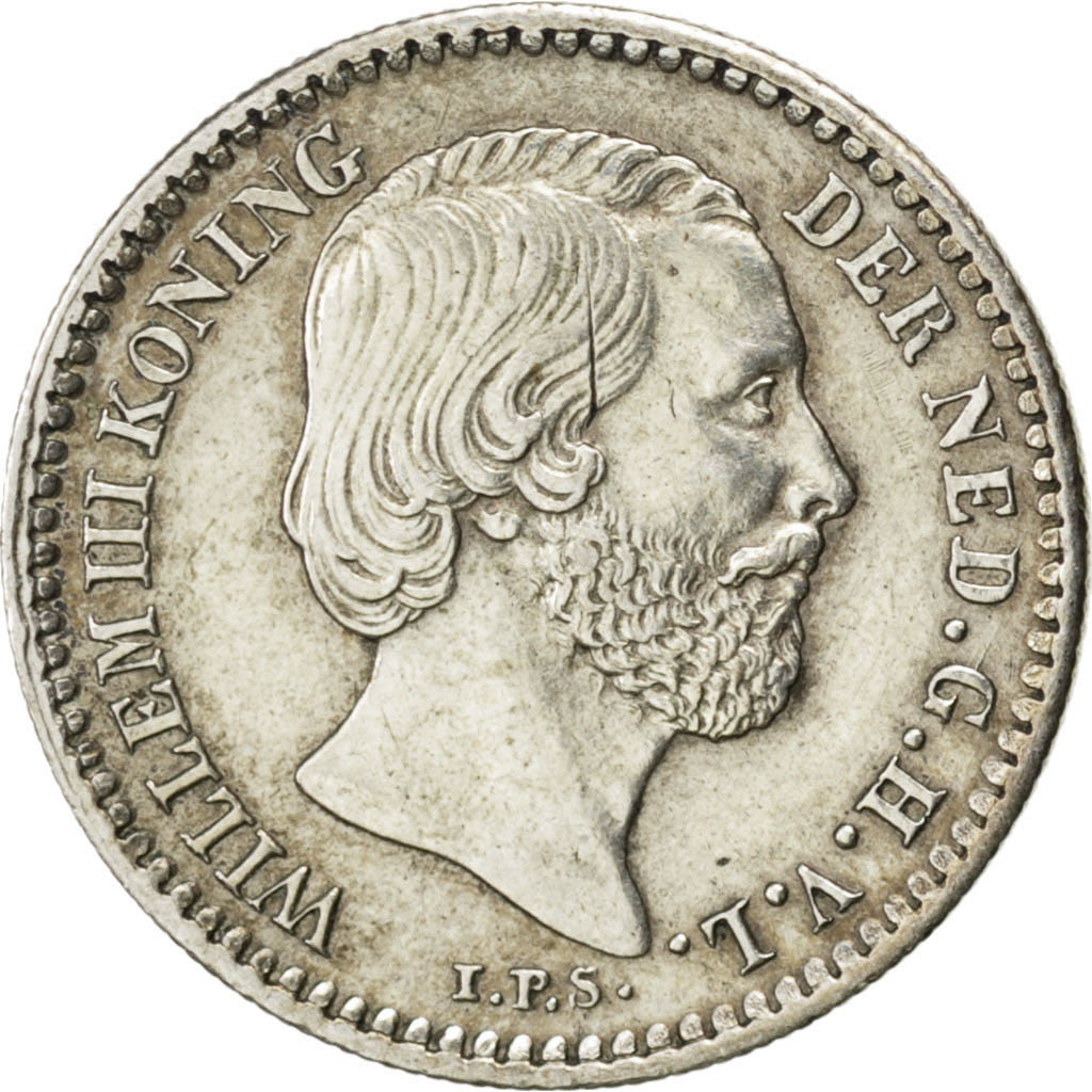 NETHERLANDS, 10 Cents, 1877, KM #80, AU(55-58), Silver, 15, 1.40