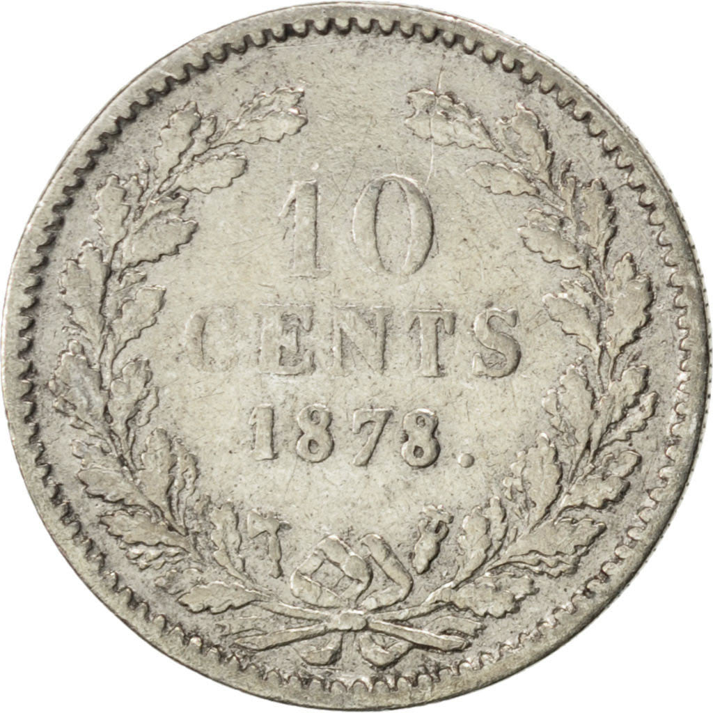 NETHERLANDS, 10 Cents, 1878, KM #80, VF(20-25), Silver, 15, 1.36