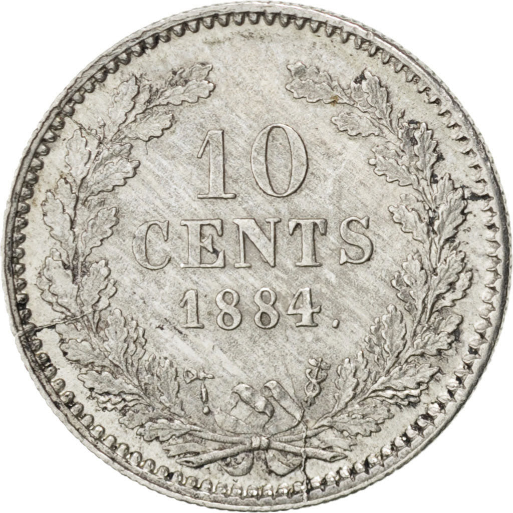 Netherlands, William III, 10 Cents, 1884, KM:80, PCGS MS63