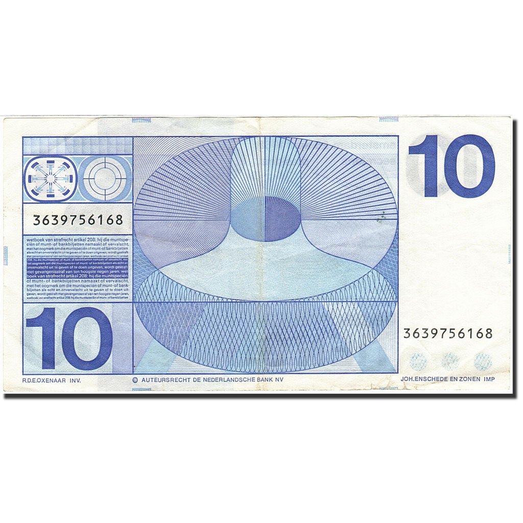 Banknote, Netherlands, 10 Gulden, 1966-1972, 1968-04-25, KM:91b, EF(40-45)
