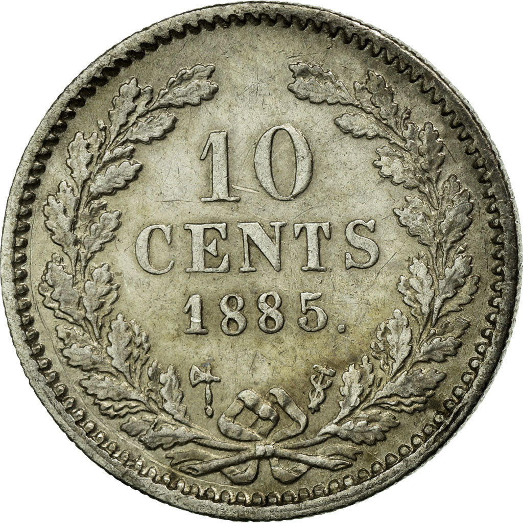 Coin, Netherlands, William III, 10 Cents, 1885, EF(40-45), Silver, KM:80