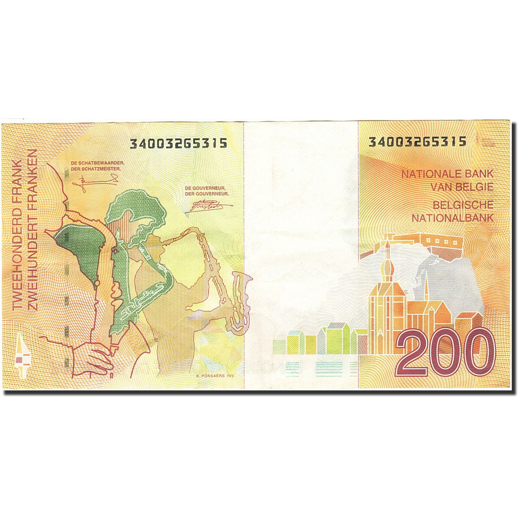 Belgium, 200 Francs, 1994-1997, KM:148, Undated (1995), AU(55-58)