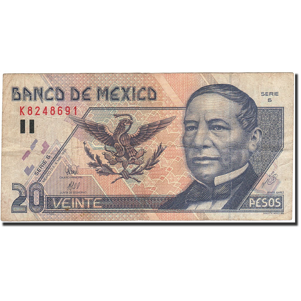 Mexiko, 20 Pesos, 1996, KM:106a, 1994-05-06, S