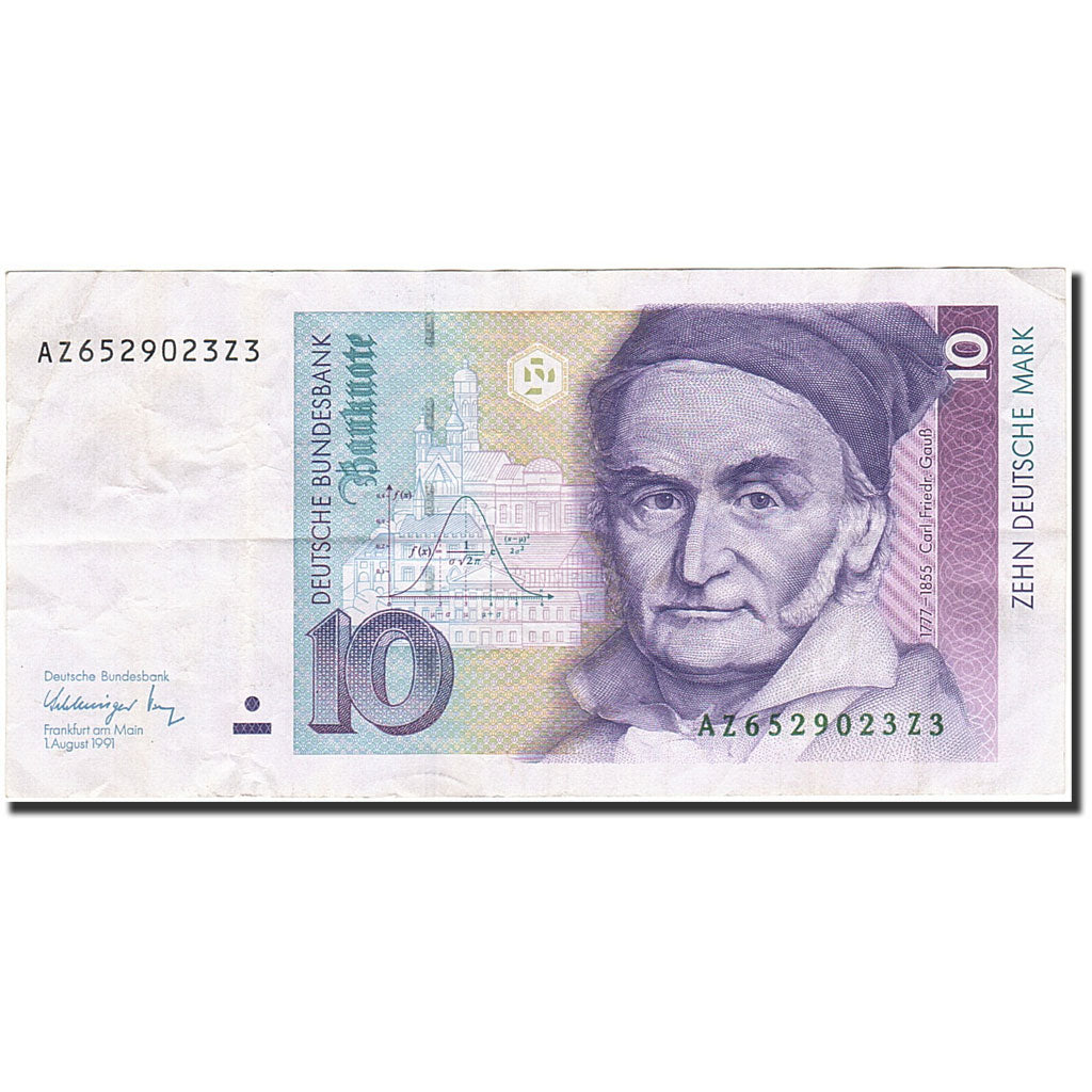 République fédérale allemande, 10 Deutsche Mark, 1989-1991, KM:38b