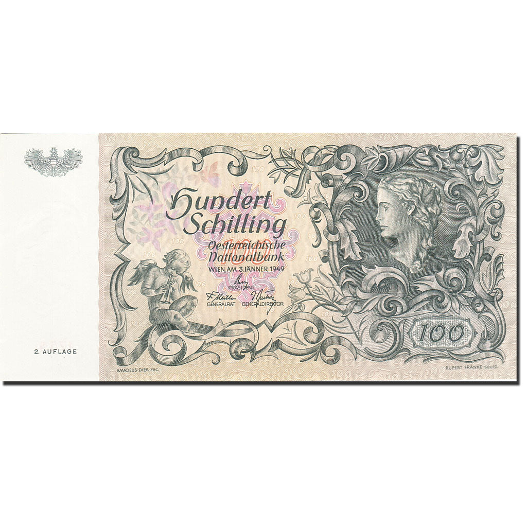 Banknote, Austria, 100 Schilling, 1949-1954, 1949-01-03, KM:132, UNC(60-62)
