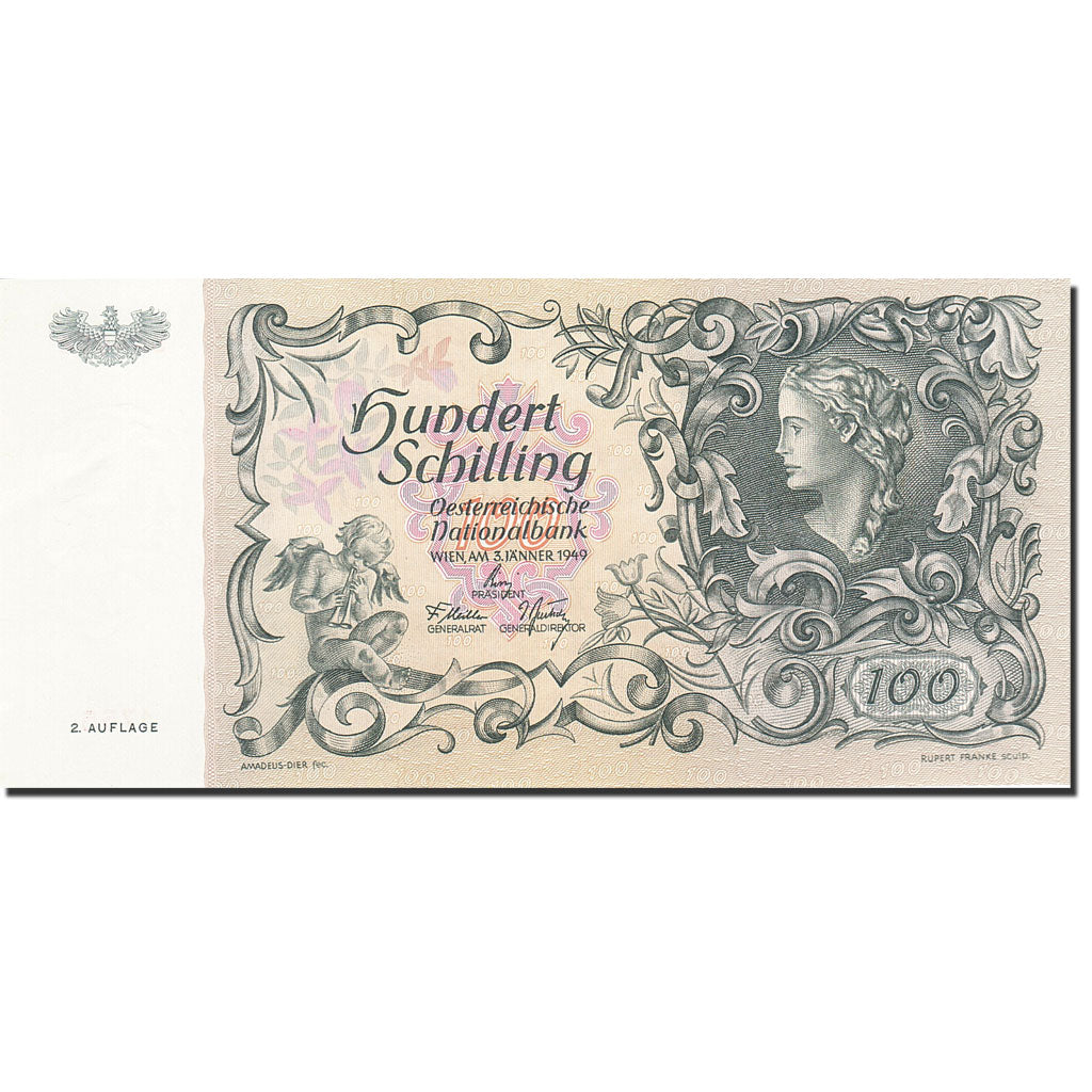 Austria, 100 Schilling, 1949-1954, 1949-01-03, KM:132, UNC(60-62)