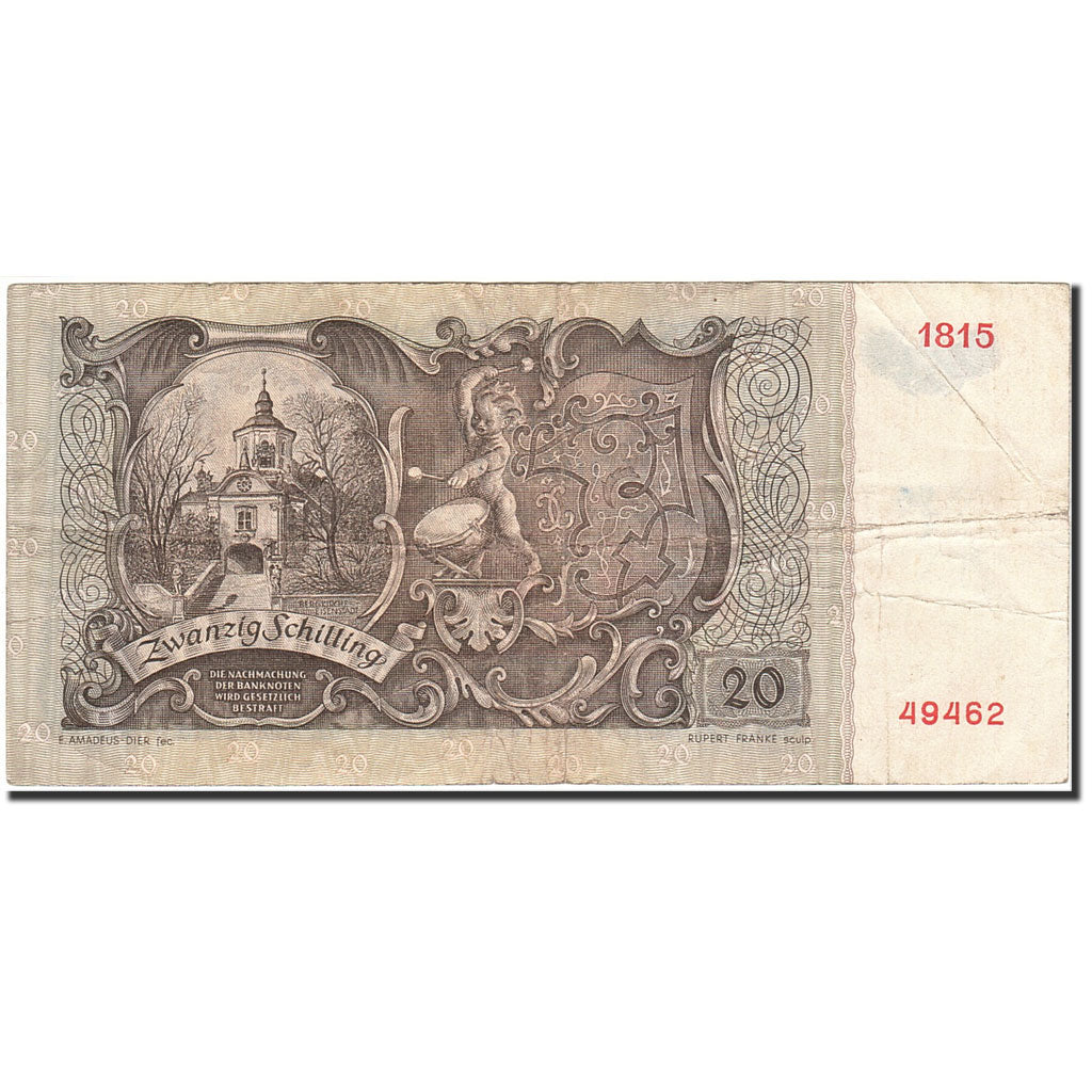 Austria, 20 Schilling, 1949-1954, 1950-01-02, KM:129a, VF(20-25)