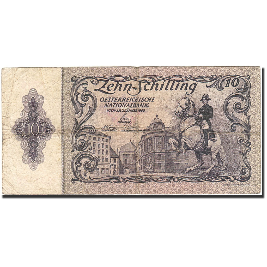 Banknote, Austria, 10 Schilling, 1949-1954, 1950-01-02, KM:128, F(12-15)